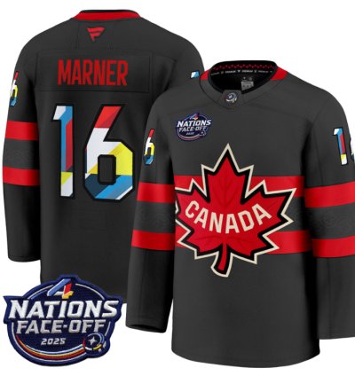 Mens Mitch Marner Jersey 16 Canada 4 Nations Face-off 2025 V2 Stitched Black