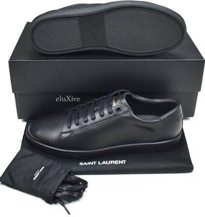 Saint Laurent Black Leather Sl 01 Low Top Sneakers