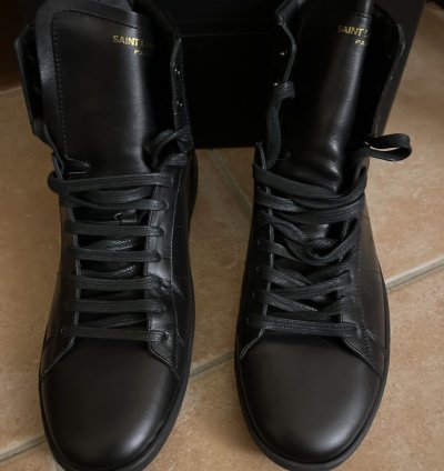 Saint Laurent Calfskin Mens Court Classic High Top Sneakers
