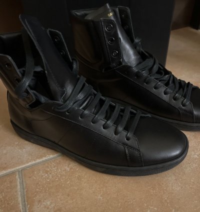 Saint Laurent Calfskin Mens Court Classic High Top Sneakers