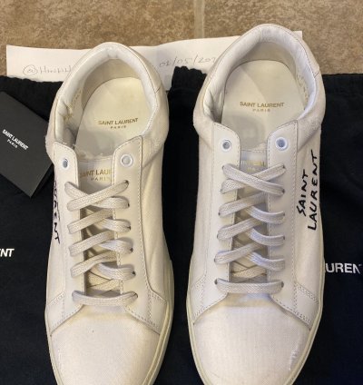 Saint Laurent Court Classic Low Cream Canvas Size 10