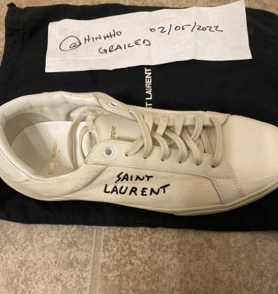Saint Laurent Court Classic Low Cream Canvas Size 10