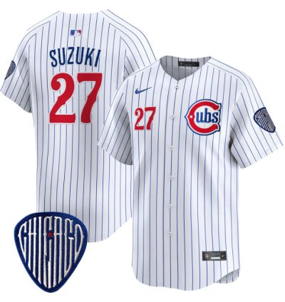 Seiya Suzuki Jersey 27 Chicago Cubs Blue Alternate Vapor Premier Limited Stitched Pinstripe