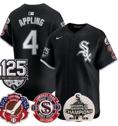 Luke Appling Jersey 4 Chicago White Sox 125th Anniversary World Series Champions Black