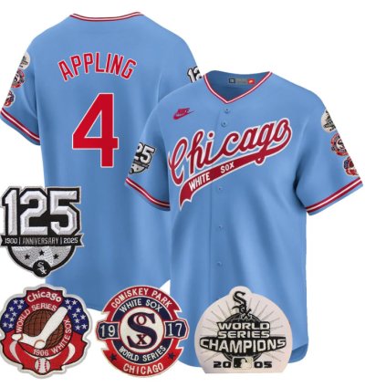 Luke Appling Jersey 4 Chicago White Sox 125th Anniversary World Series Champions Blue