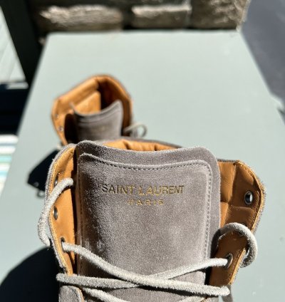 Saint Laurent Grey Fringe Suede Hi Top Sneakers