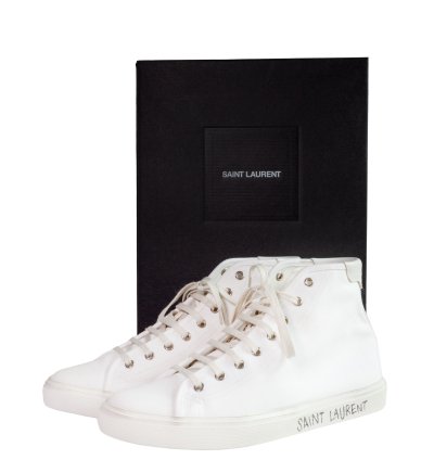 Saint Laurent Hi-top White Malibu Sneakers Size 8 Us