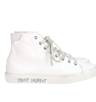 Saint Laurent Hi-top White Malibu Sneakers Size 8 Us