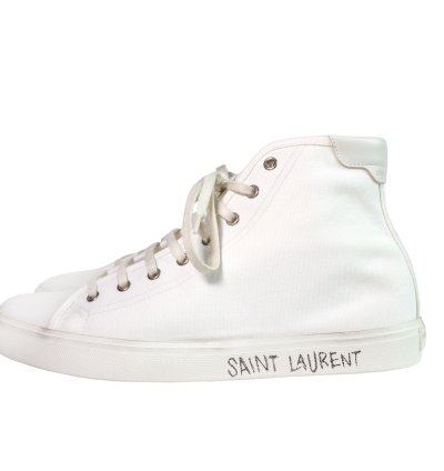 Saint Laurent Hi-top White Malibu Sneakers Size 8 Us