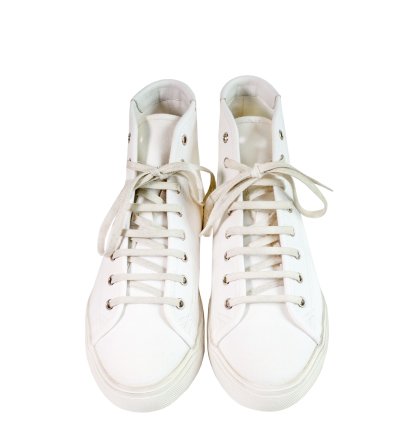 Saint Laurent Hi-top White Malibu Sneakers Size 8 Us