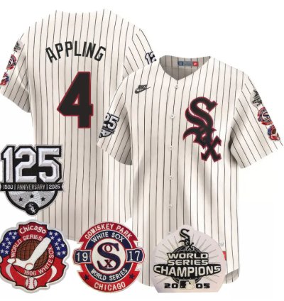Luke Appling Jersey 4 Chicago White Sox 125th Anniversary World Series Champions Cream