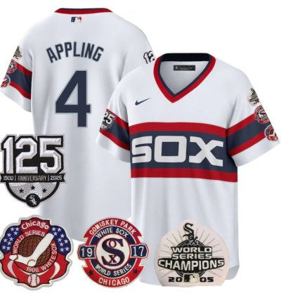 Luke Appling Jersey 4 Chicago White Sox 125th Anniversary World Series Champions White 1983