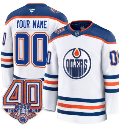 Mens Custom Edmonton Oilers Jersey 40th Anniversary Patch Premium Stitched Away