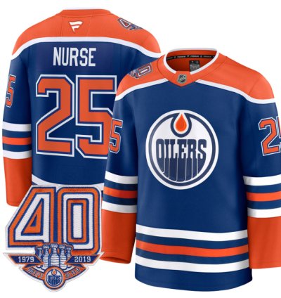 Mens Darnell Nurse Jersey 25 Edmonton Oilers 40th Anniversary Stitched Home