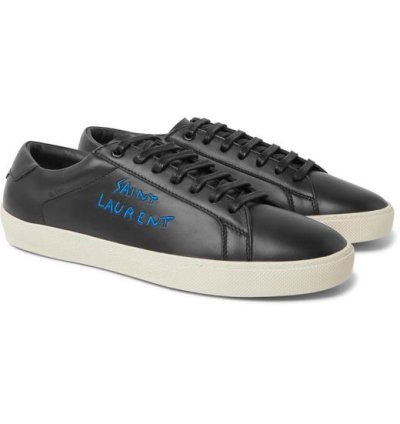 Saint Laurent Mens Black Sl 06 Courtclassic Leather Sneakers