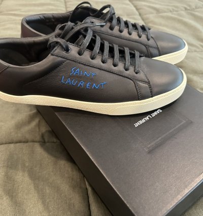 Saint Laurent Mens Black Sl 06 Courtclassic Leather Sneakers