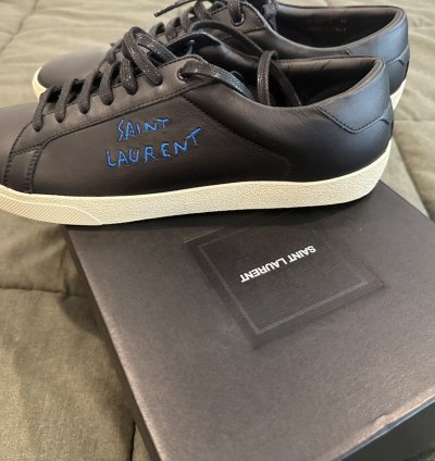 Saint Laurent Mens Black Sl 06 Courtclassic Leather Sneakers