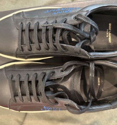 Saint Laurent Mens Black Sl 06 Courtclassic Leather Sneakers