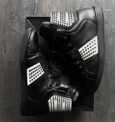 Saint Laurent Sl 14h Black Studded Strap By Hedi Slimane
