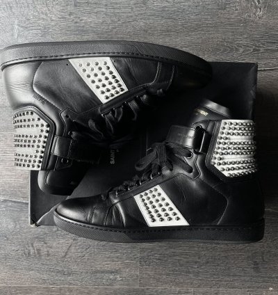 Saint Laurent Sl 14h Black Studded Strap By Hedi Slimane