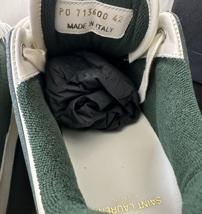 Saint Laurent Sl 61 Leather Low Top Sneakers White Green