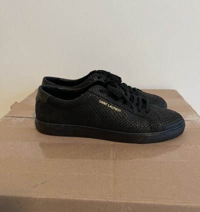 Saint Laurent Snake-effect Low Top Black Sneakers