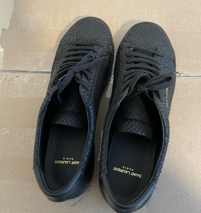 Saint Laurent Snake-effect Low Top Black Sneakers