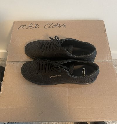 Saint Laurent Snake-effect Low Top Black Sneakers