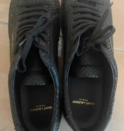 Saint Laurent Snake-effect Low Top Black Sneakers