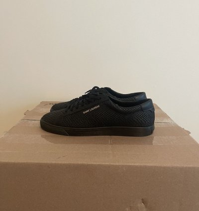 Saint Laurent Snake-effect Low Top Black Sneakers