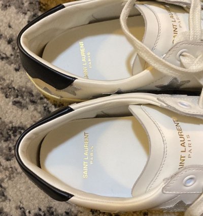 Saint Laurent Star Print Flat Leather Up Sneaker