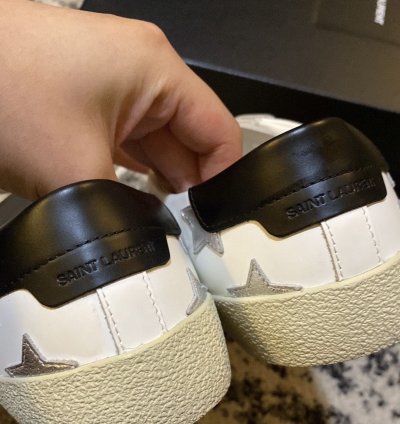 Saint Laurent Star Print Flat Leather Up Sneaker