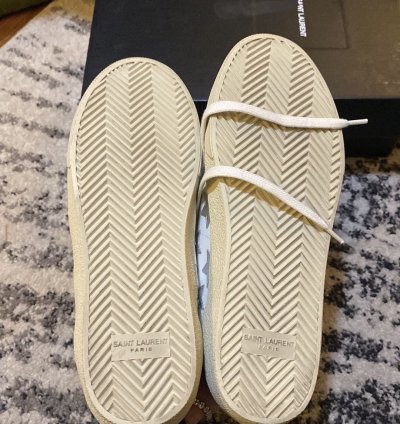 Saint Laurent Star Print Flat Leather Up Sneaker