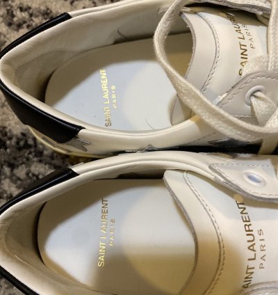 Saint Laurent Star Print Flat Leather Up Sneaker