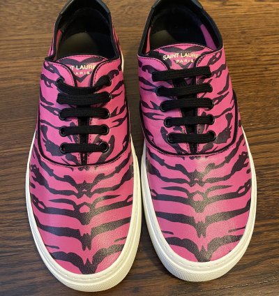 Saint Laurent Venice Low Leather Zebra Fushia Nero Size 44