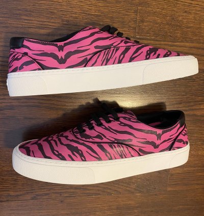 Saint Laurent Venice Low Leather Zebra Fushia Nero Size 44