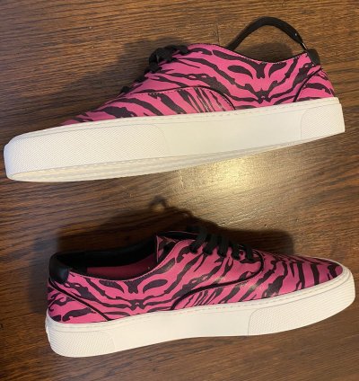 Saint Laurent Venice Low Leather Zebra Fushia Nero Size 44
