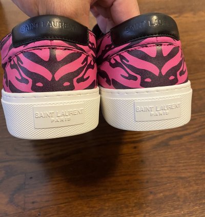 Saint Laurent Venice Low Leather Zebra Fushia Nero Size 44