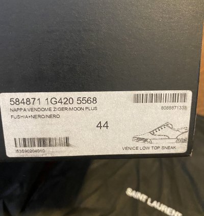 Saint Laurent Venice Low Leather Zebra Fushia Nero Size 44