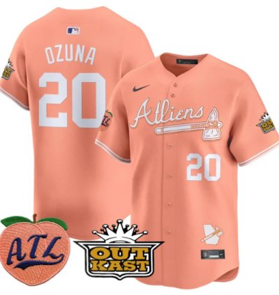 Marcell Ozuna Jersey 20 Atlanta Braves Atliens Peach Vapor Premier Limited Stitched Peach