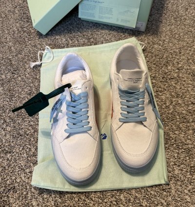 Us 8 Off-white Vulcanized Low Canvas White Light Blue