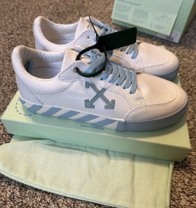 Us 8 Off-white Vulcanized Low Canvas White Light Blue
