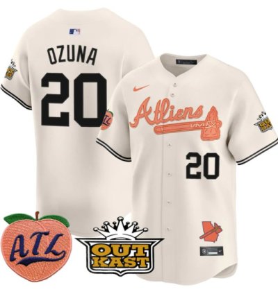 Marcell Ozuna Jersey 20 Atlanta Braves Atliens Peach Vapor Premier Limited Stitched Cream