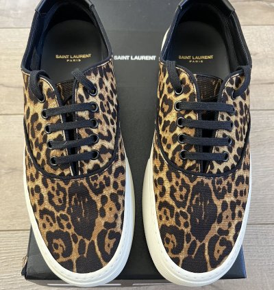 Ysl Saint Laurent Venice Sneaker Leopard Print Canvas 43