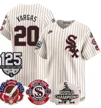 Miguel Vargas Jersey 20 Chicago White Sox 125th Anniversary World Series Champions Cream