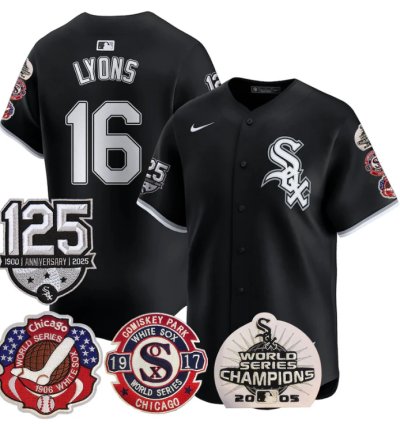 Ted Lyons Jersey 16 Chicago White Sox 125th Anniversary World Series Champions Black