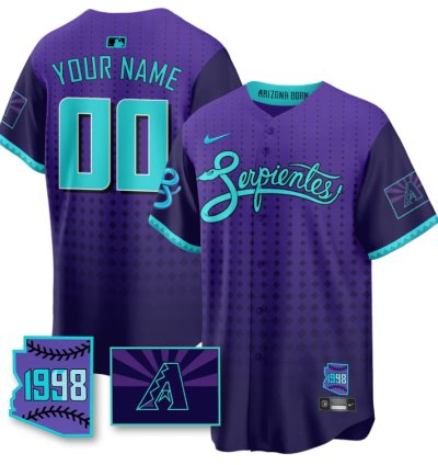 Custom Arizona Diamondbacks Jersey Purple For Second serpientes City Connect Stitched Purple