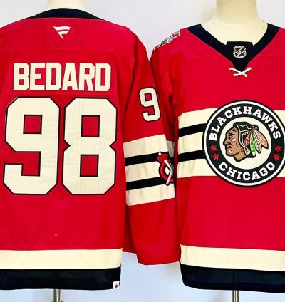 Mens Connor Bedard Jersey 98 Chicago Blackhawks 2025 Winter Classic Stitched