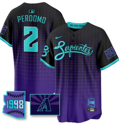 Geraldo Perdomo Jersey 2 Arizona Diamondbacks Serpientes City Connect Stitched Black Purple