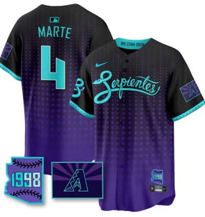Ketel Marte Jersey 4 Arizona Diamondbacks Serpientes City Connect Stitched Black Purple